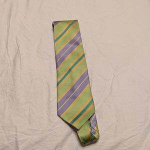 Elegant Green and Purple Striped Men's Tie